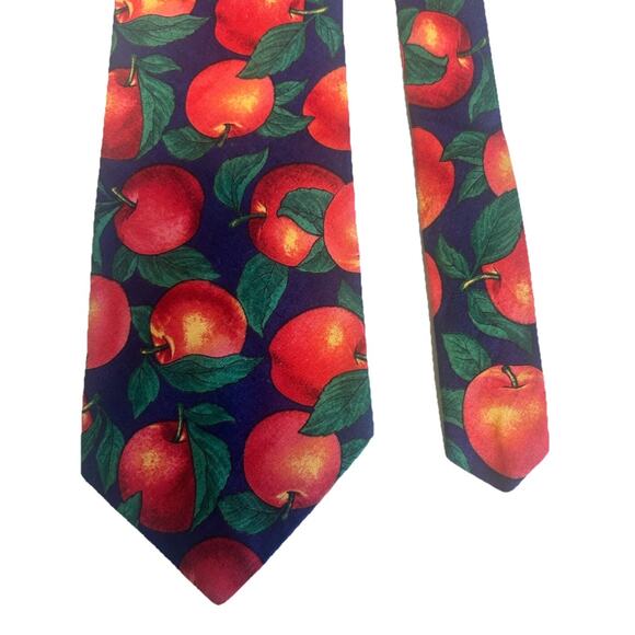 Vintage Brite Eyes Tie - Bold Peaches Fruit Print - Made in USA - 57” Retro 80’s - Picture 1 of 6
